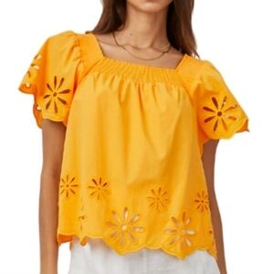 Rails Sonora Marigold Eyelet Organic Cotton Top